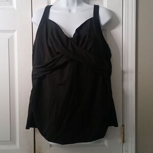 Lands' End black Tankini swimsuit top with underwire Sz 22W NWOT